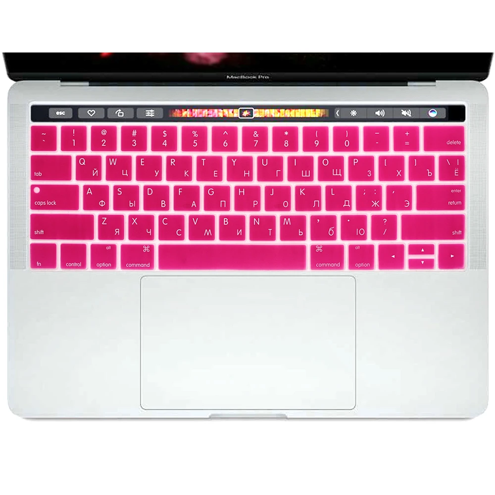 Hot Pink HRH прочный США Русский силиконовый чехол для клавиатуры для MacBook Pro 1" A1706 A2159 A1989 Pro 15" A1707 A1990 с сенсорной панелью - Цвет: Hot Pink
