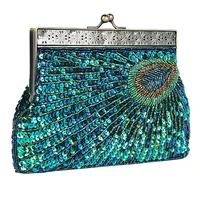 vintage peacock style women sequin evening clutch bag chain shoulder bag bolsas mujer for banquet wedding party new arrival