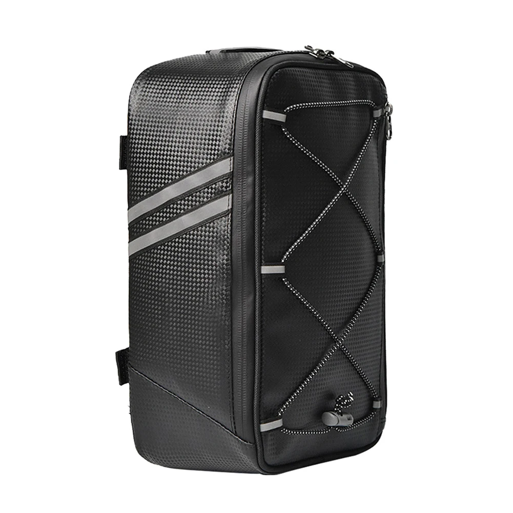 Alforja de equipaje de 8L con cubierta de lluvia, portaequipajes trasero de viaje, estante de carga de gran capacidad, maletero de cuero PU, bolsa de almacenamiento para bicicleta