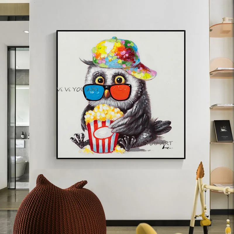 Модная Современная Милая Красочная картина маслом в виде совы абстрактные