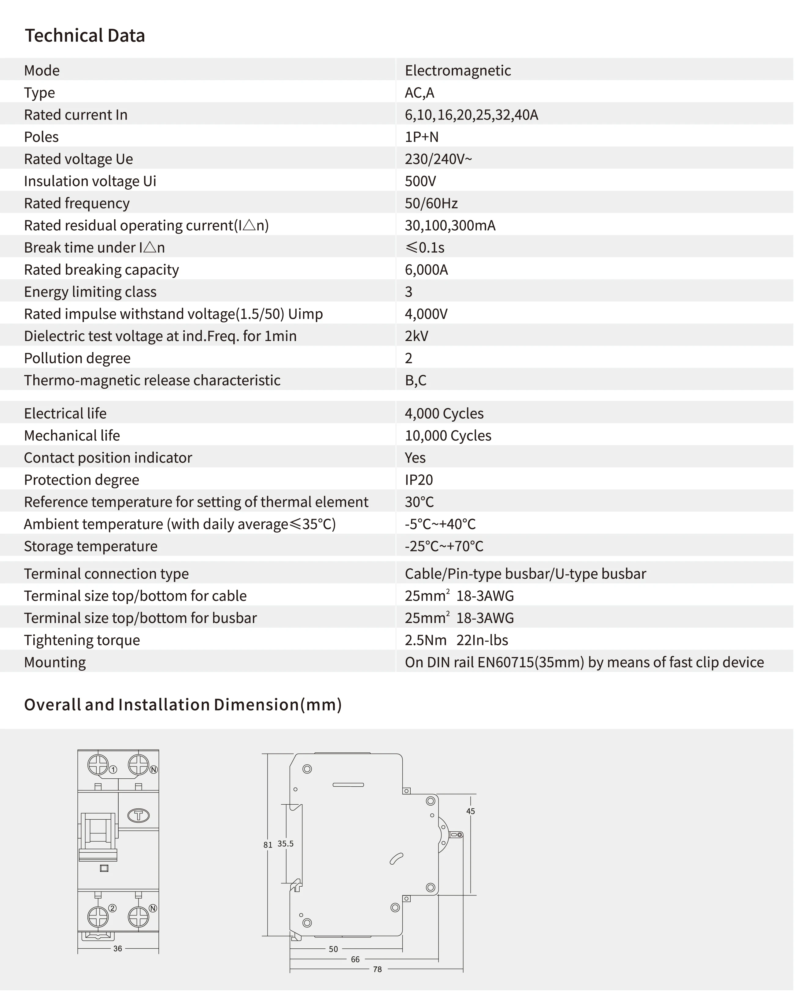 EKL3-40M Американская классификация проводов 2р(1P+ N) 30MA 100MA 300MA переменного тока Тип 230/240V~ 50 Гц/60 Гц RCBO 6A 10A 16A 20A 25A