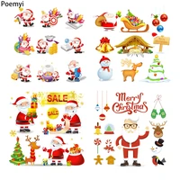 santa claus iron on clothing thermoadhesive patches print on t shirt heat transfer stickers for christmas decor patch applique