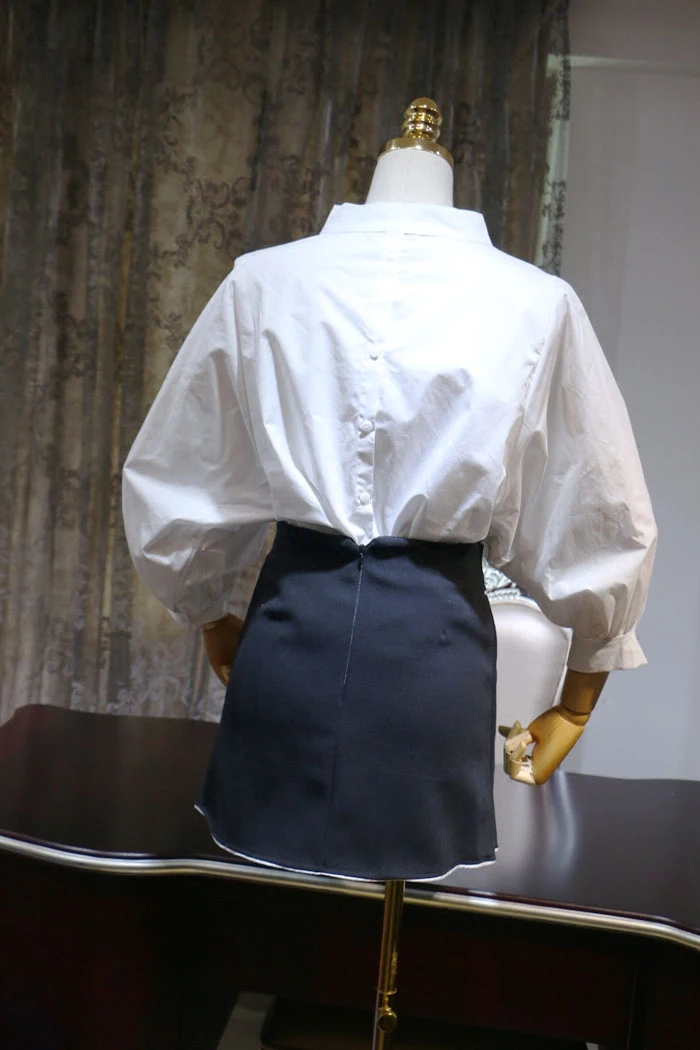 Женская Асимметричная блузка однотонная белая Свободная рубашка с V-образным