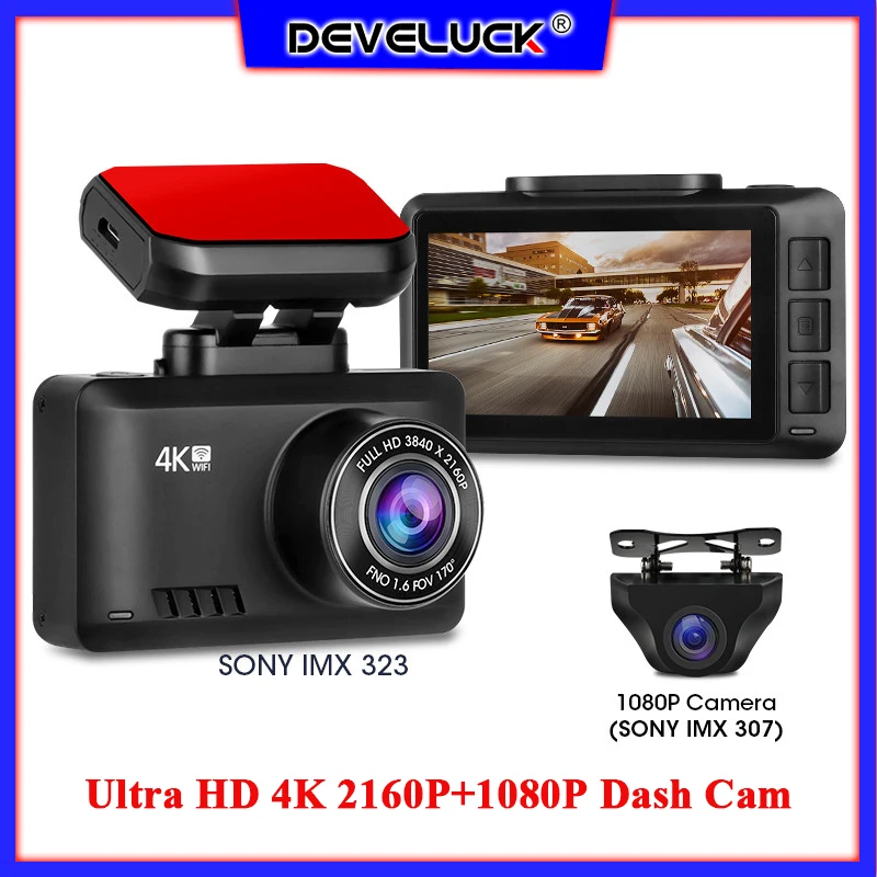 Видеорегистратор Ultra HD 4K 2160P + 1080P Автомобильный видеорегистратор 4G WIFI GPS ночное
