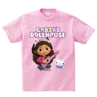 Детская футболка с кошками Gabby, летняя одежда для мальчиков, топы для девочек, Рождественская рубашка с коротким рукавом для кукольного домика, хлопковая детская одежда