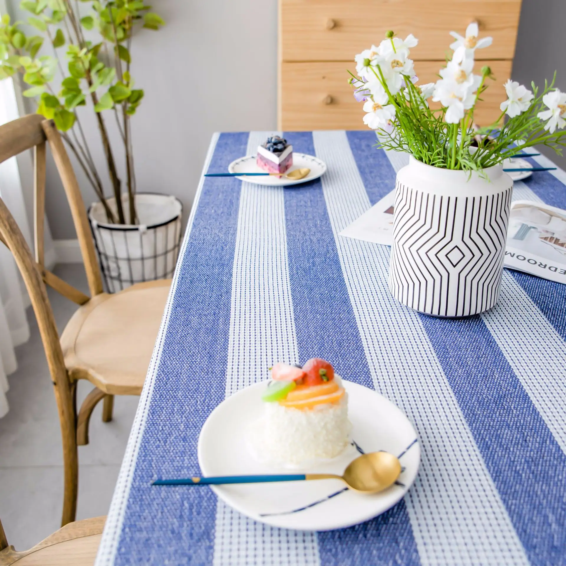 Dreampatar модная двухцветная скатерть в полоску для дома украшение гостиной