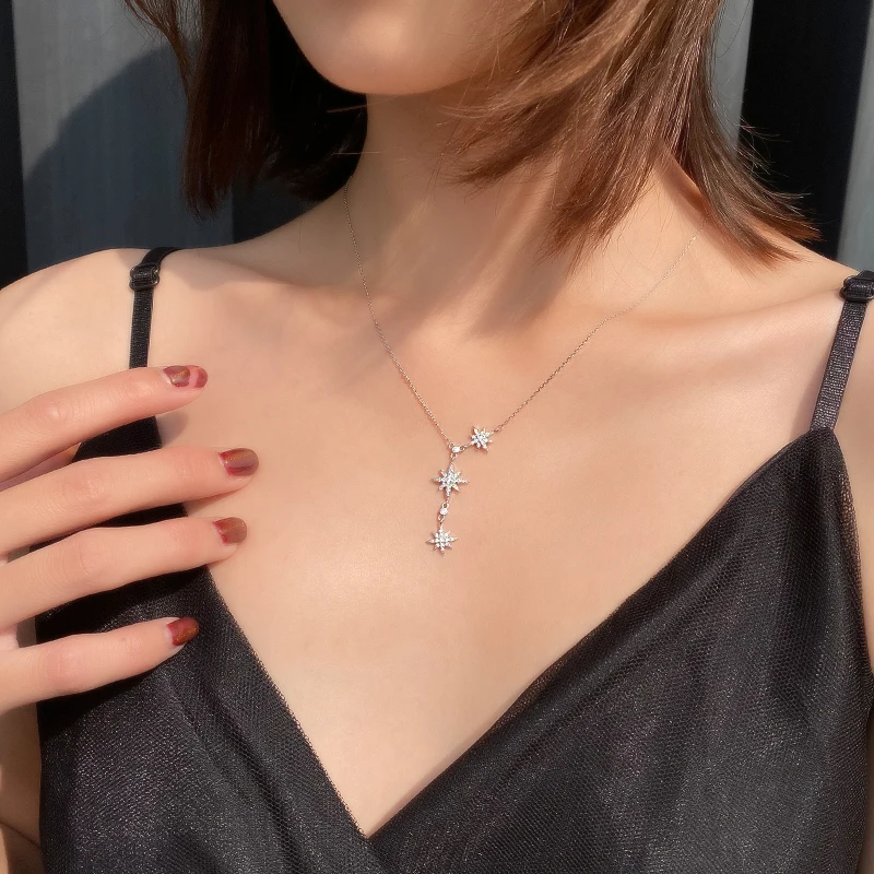 Ожерелье из стерлингового серебра 925 пробы Женская цепочка до ключицы летнее