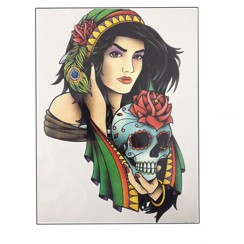 Горячая Распродажа 21X15 см дьявол девушка под маской временные татуировки
