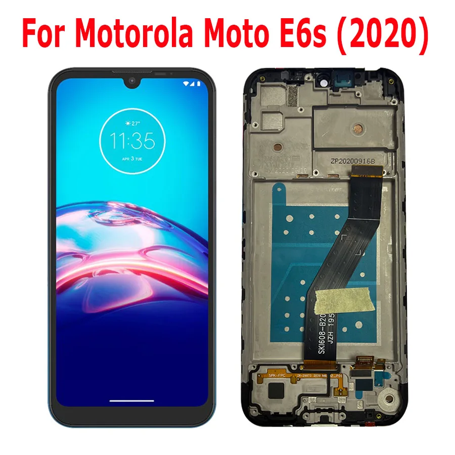 

ЖК-дисплей 6,1 "для Motorola Moto E6S, сенсорный экран, датчик дигитайзера в сборе, замена для Moto E6i с рамкой, оригинал