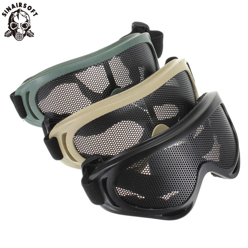 SINAIRSOFT Outdoor Hiking Eyewear Airsoft Tactical Eye Protection Mask Metal Mesh Glasses Camping Hunting Safety Goggle 3 Colors