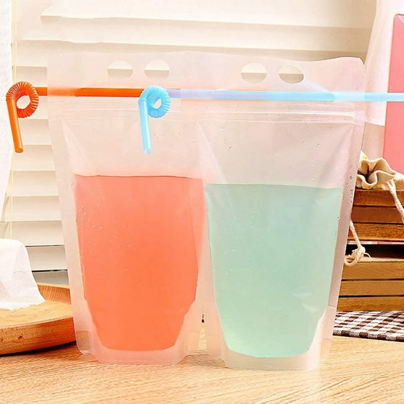 

200Pcs 500Ml Frosted Transparent Stand-Up No Pattern Beverage Coffee Packaging Bag Resealable Zipper Lock Food Bag