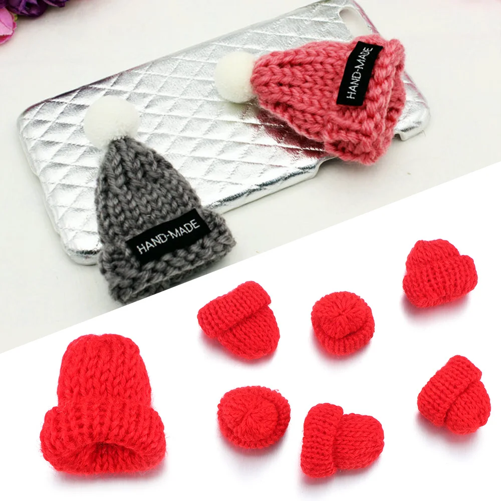 10 шт./упак. Маленькая вязаная шапка ручной работы для DIY чехол телефона украшение