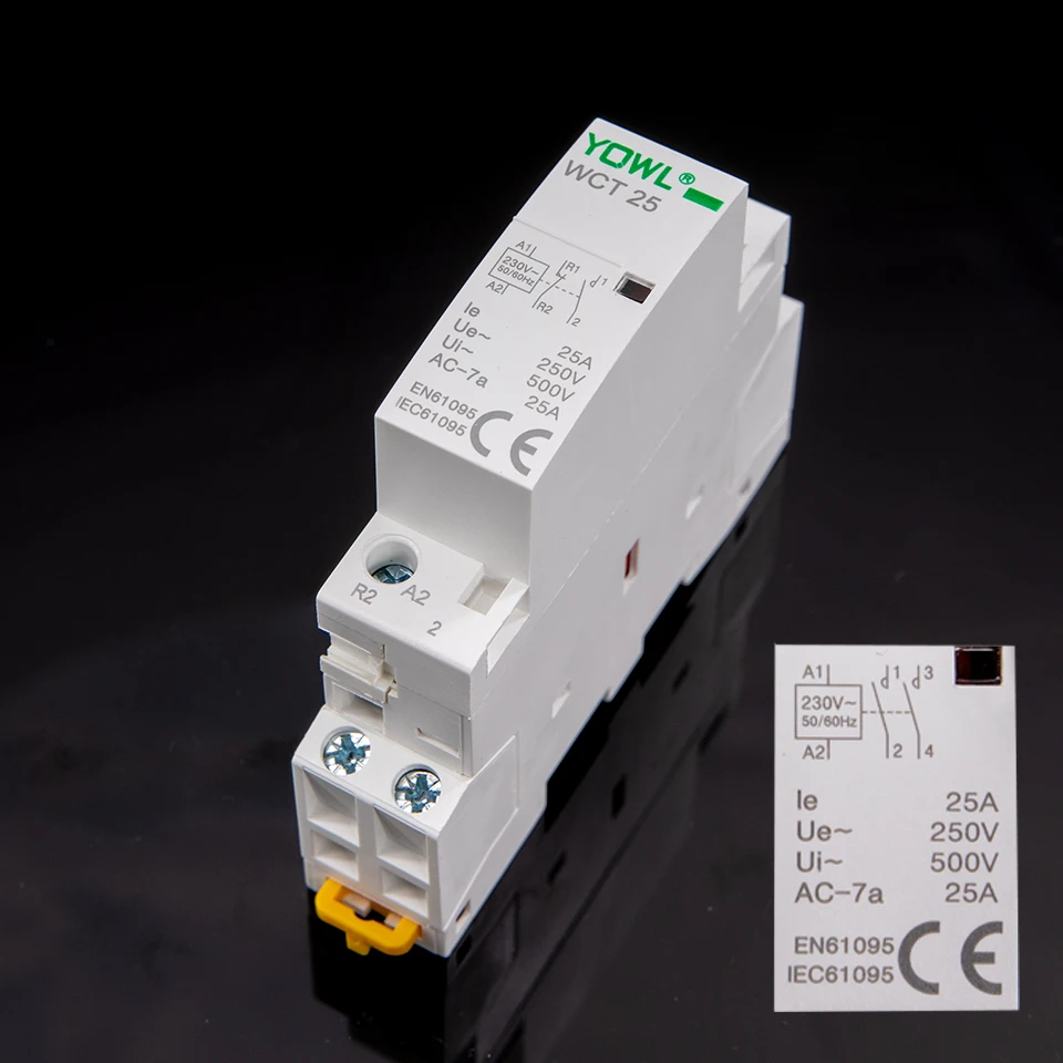 Контактор переменного тока 1NO 1NC/2NO/2NC 2P 16a/20A/25A 220 В/230 В 50/60 Гц din рейка бытовой для