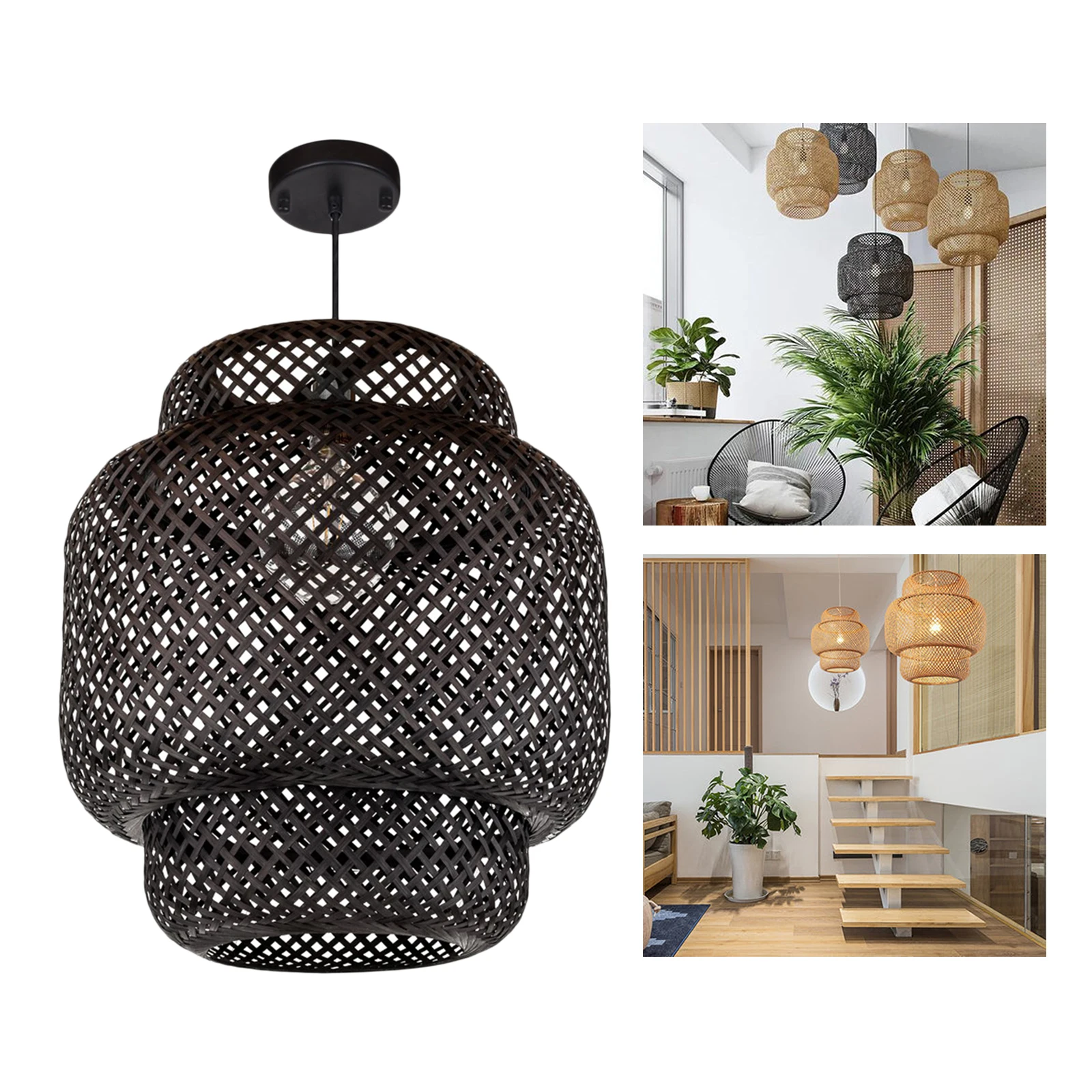 Rattan Wicker Lamp Shade Retro Decor Light for Table Modern Handmade Woven Floor Cover Bedroom Living Room | Освещение