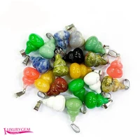 natural multicolor stone loose beads high quality 13x18mm smooth gourd shape diy gem jewelry pendant accessories 5pcs wk443