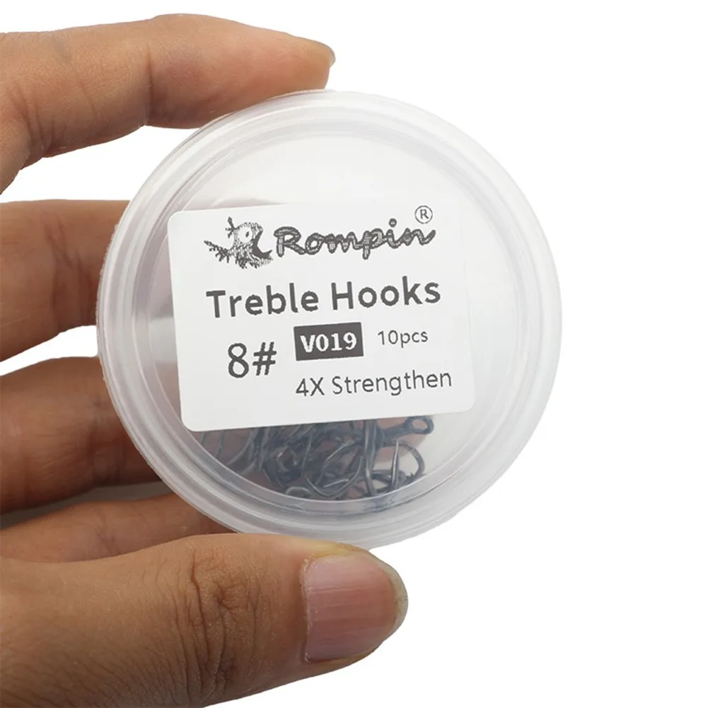 

10pcs/box 2# 4# 6# 8# 10# 12# 14# Fishing Treble Hook 4Strengthen Hooks Fishing High-Carbon Steel Barbed Hooks For Lure Makers