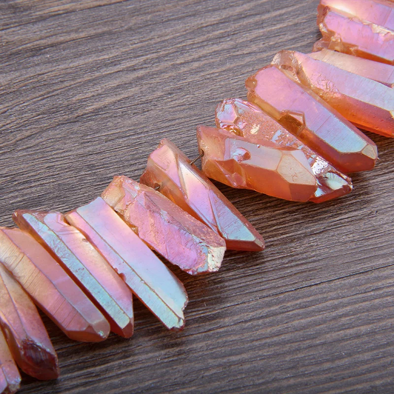 15 &quotполированная красная медь Титан кристалл кварц целительная палочка бусины
