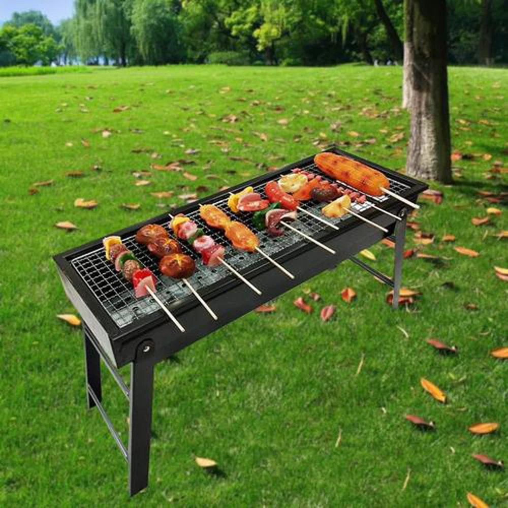 

Portable BBQ Grill Folding Charcoal Grill Outdoor Pure Iron Camping Cooking Picnic Barbecue Grill Family Friends Outdoor Party