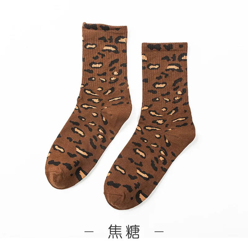 Популярные женские носки из хлопка с леопардовым принтом в стиле ретро модные