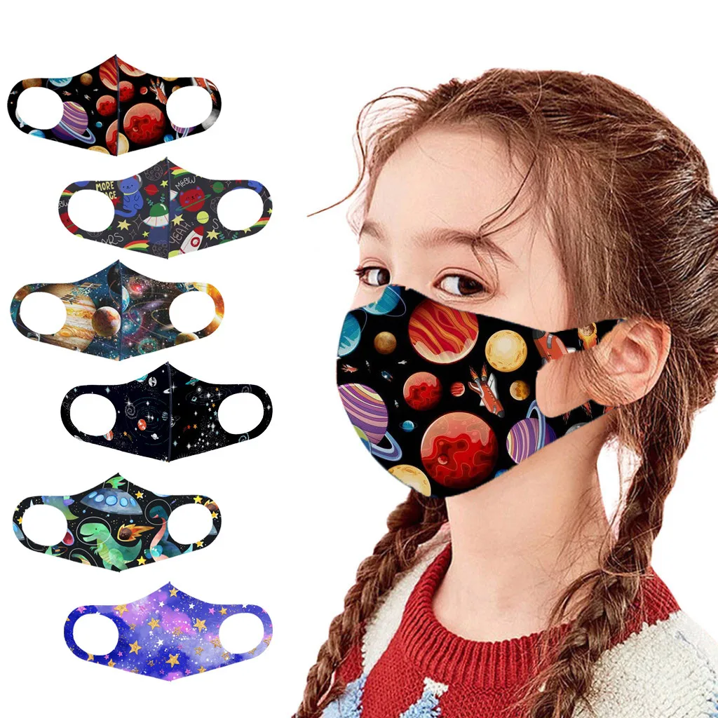 

Повседневная маска для лица Willkey, моющаяся мультяшная маска для детей и мальчиков и девочек, многоразовая маска с принтом планеты и животных...
