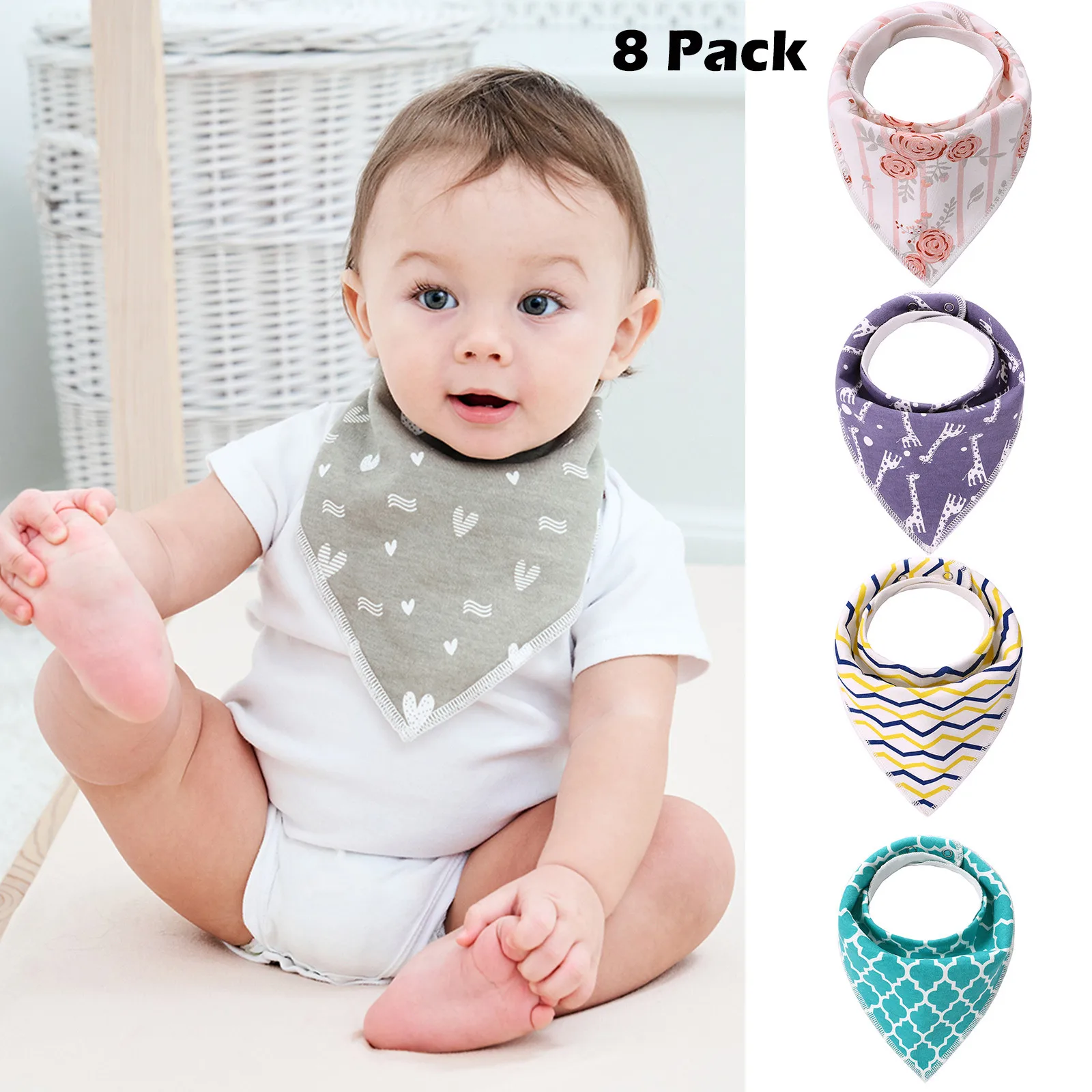 

Baby Bibs Bandana Bibs Unisex 8 Pack Gift Set For Drooling And Teething Soft Organic Cotton Absorbent Hypoallergenic Bib 8 Pcs