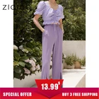 ZIQIAO женские фиолетовые вельветовые брюки с широкими штанинами