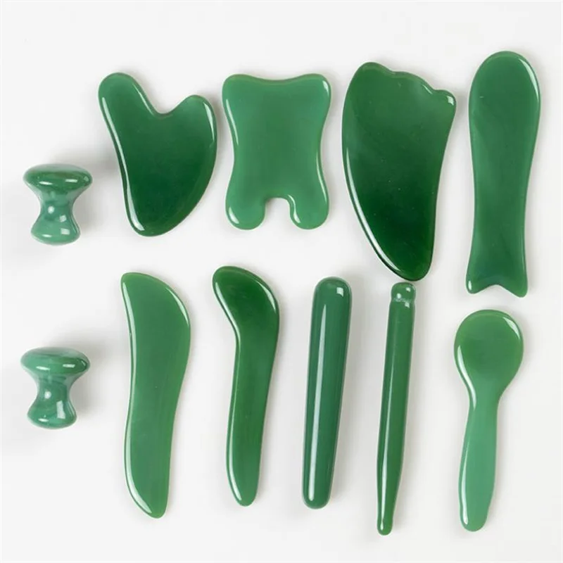 

New Green Natural Jade Guasha Scrapping Plate Gua Sha Massager Face Meridian Scrapping Plate Piece Massage Tool Arm Massage Tool