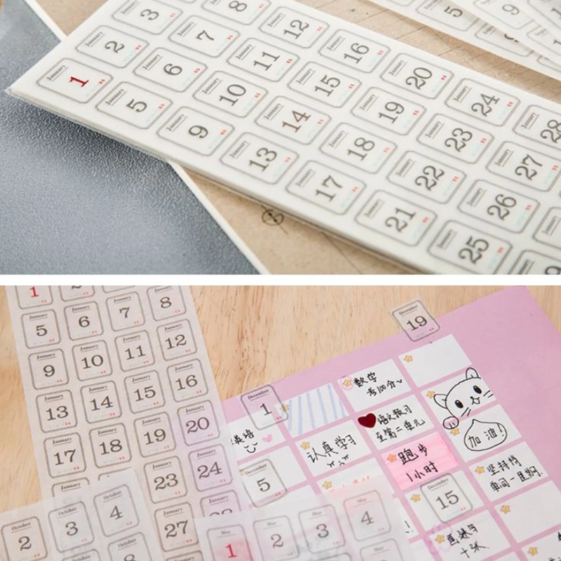12 листов 365 дней календарь Васи этикетка ежедневник Руководство стикер DIY Ремесло