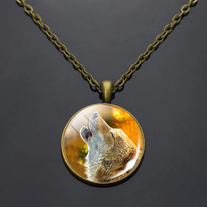 Ожерелье с пуговицами в виде Красной лисы кулон бижутерия со стеклянными