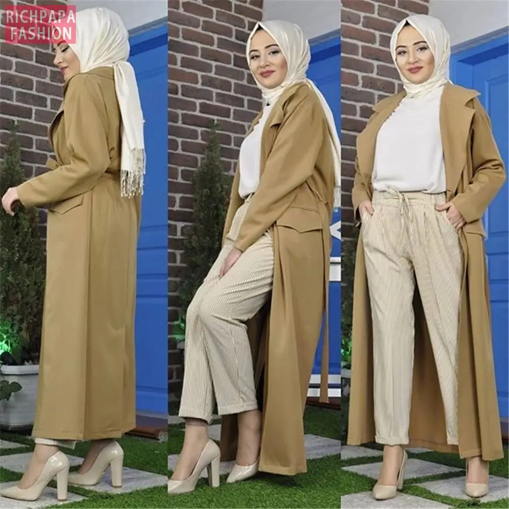 Женское кимоно абайя размера плюс зимний Кардиган в турецком стиле хиджаб