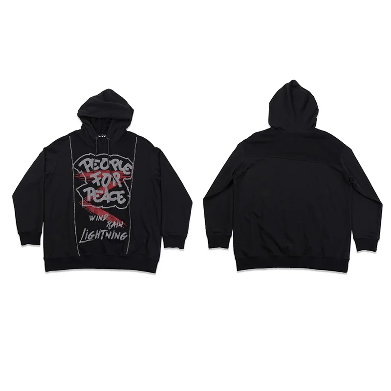 Мужские толстовки с капюшоном буквами уличная хип-хоп мужские японские