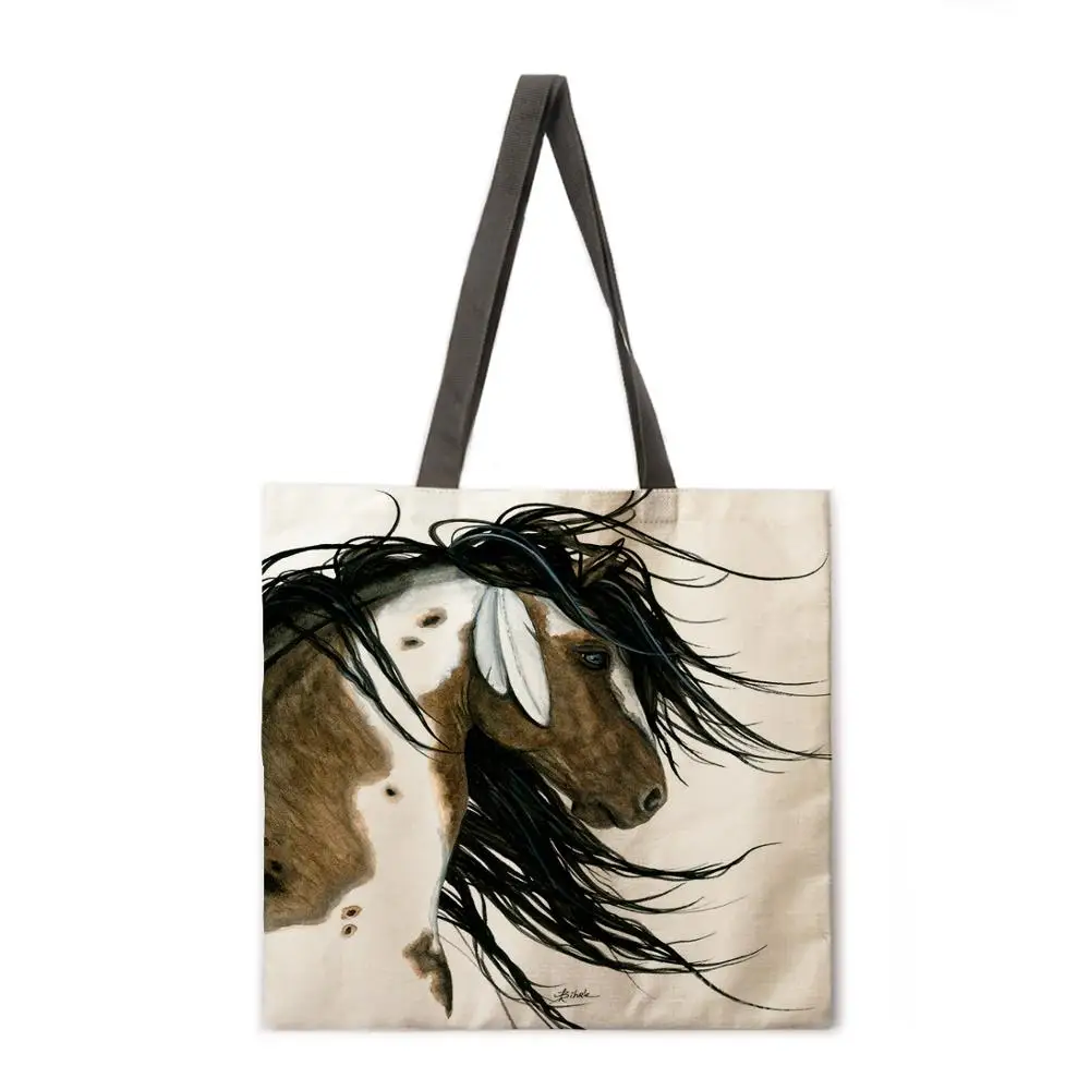 

Retro horse oil painting ladies handbags ladies handbags ladies shoulder bags outdoor beach handbags fashion shopping bags