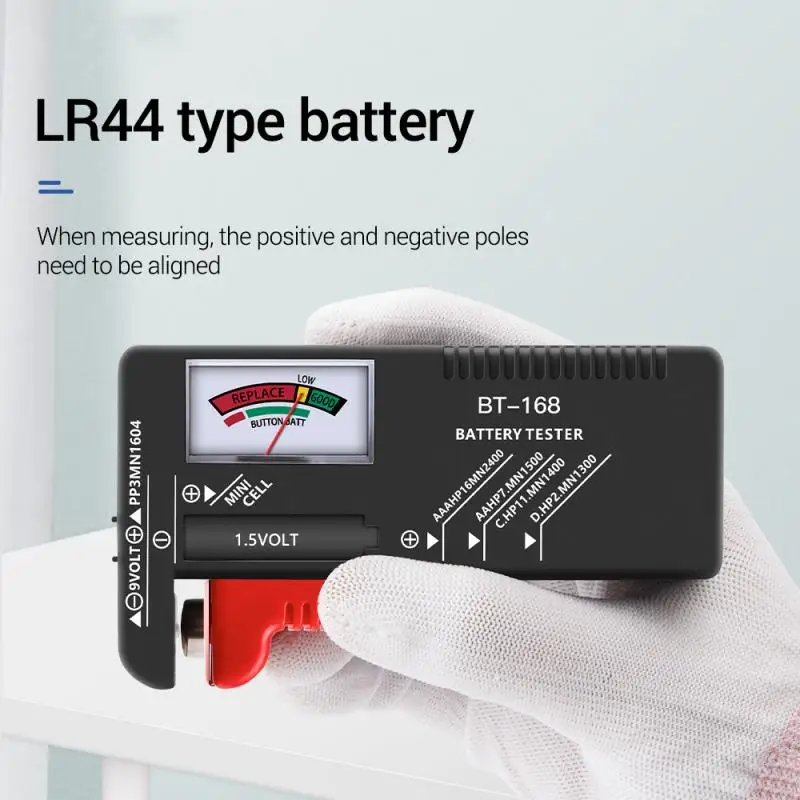 

BT-168 Battery Capacity Tester AA/AAA/C/D/9V/1.5V Universal Button Cell Battery Colour Coded Meter Indicate Volt Tester Checker