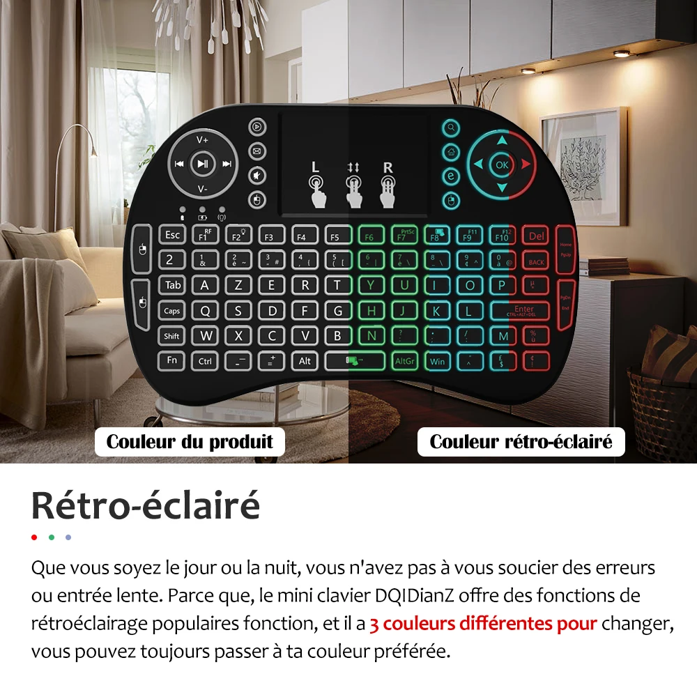 Беспроводная мини клавиатура I8 USB Air Mouse подсветка тачпад игровой ПК для Smart Android TV