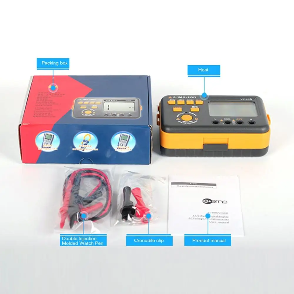 Digital Megger 1000V MegOhm Meter Resistance Ohm Tester VC60B Megohmmeter |