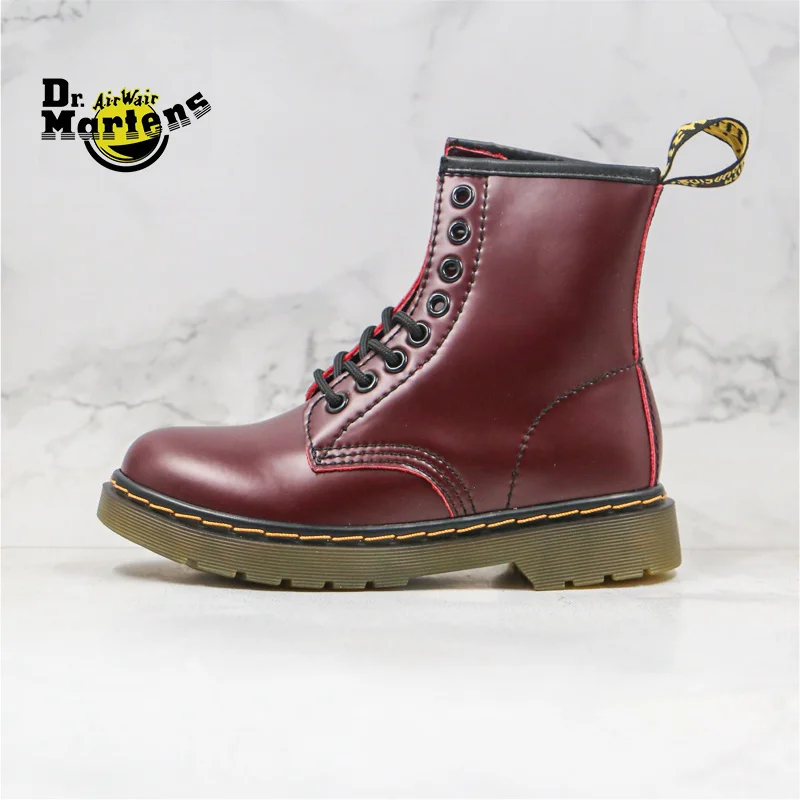 

Dr.Martens Men and Women 1460 Ankle Doc Martin Boots Unisex Wine Red Smooth Leather Anti-Slip 8 Eyes Casual Wearable Shoes