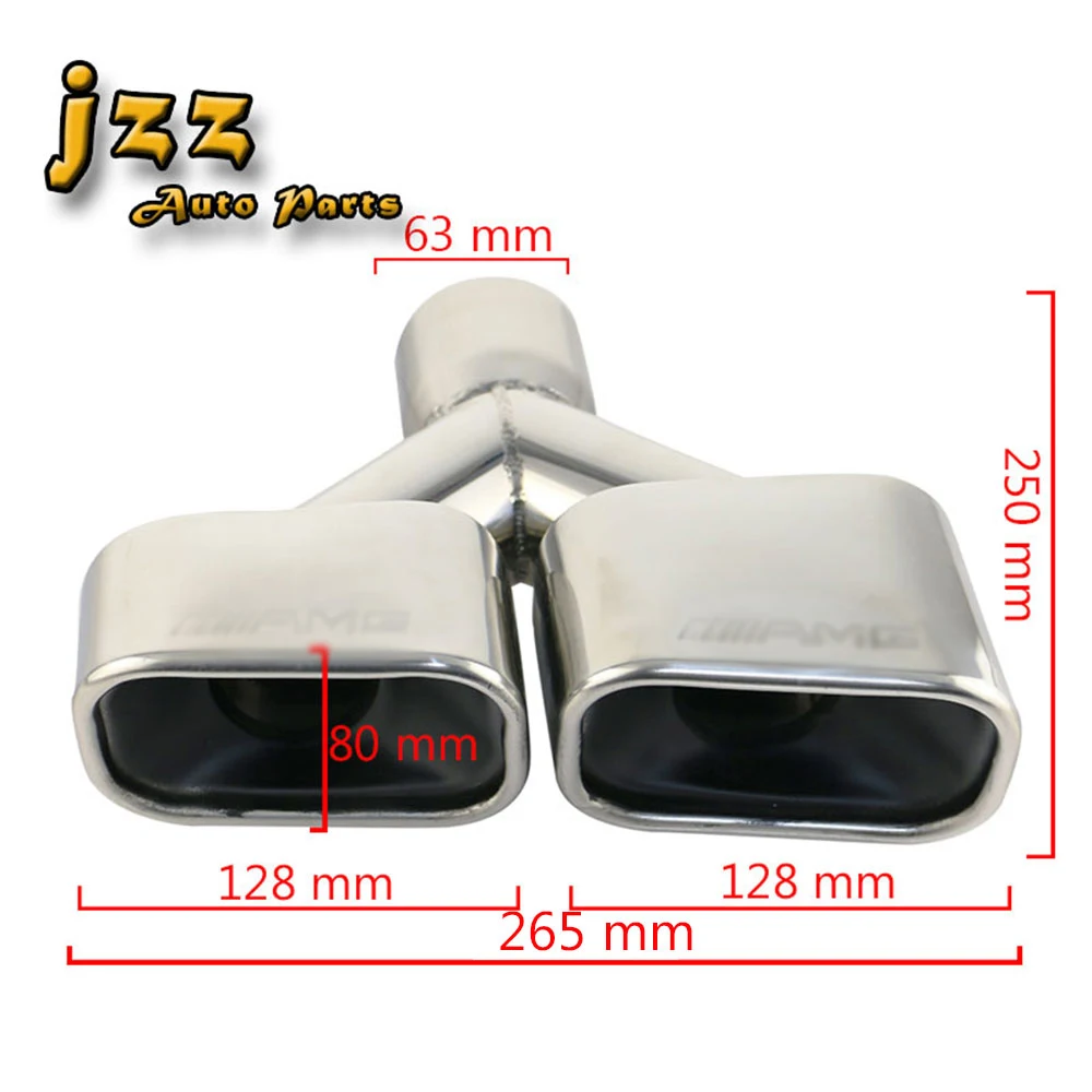 JZZ universal engraved 1PC 2.5'' square Dual exhaust pipe high-quality Stainless-Steel car tips square Vehicle tailpipe