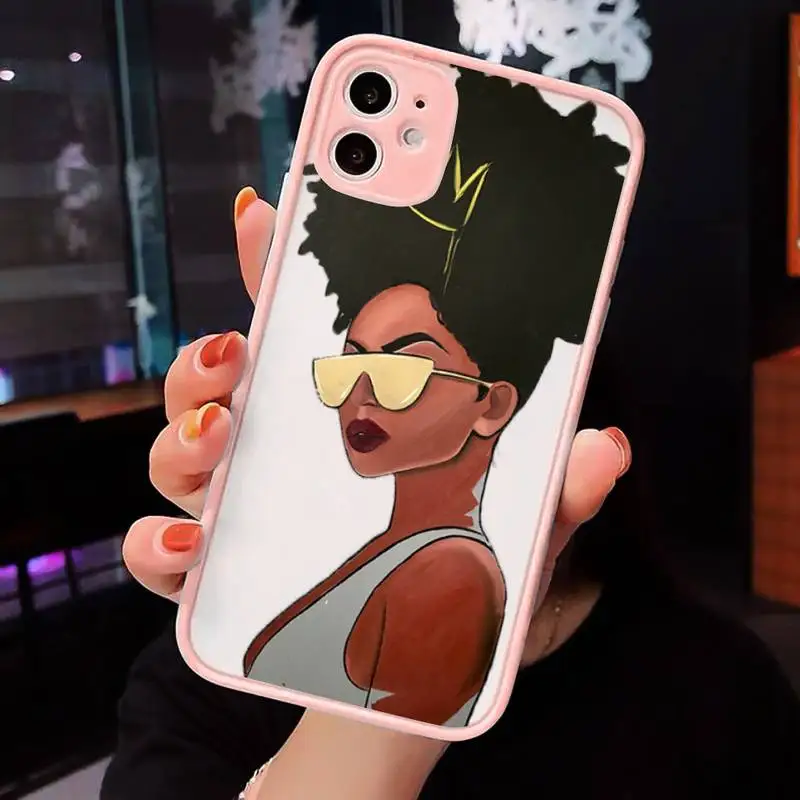 

Black Girls Fashion pattern Phone Case matte transparent For iphone 7 8 11 12 plus mini x xs xr pro max cover