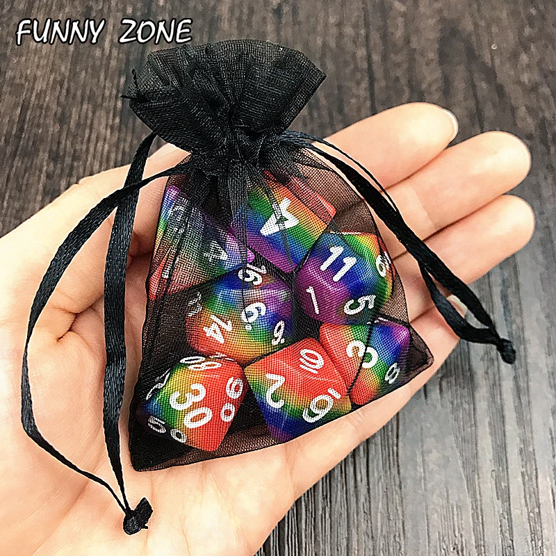 Новые кости 7 шт./компл. радужные игральные d4 d6 d8 d10 d12 d20 DnD rpg игра|Кубики| |