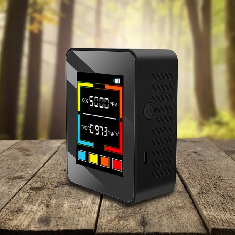 

Portable Carbon Dioxide TVOC Detector Air Quality Monitor Tester Rechargeable CO2 Meter 400-5000ppm Colour Screen