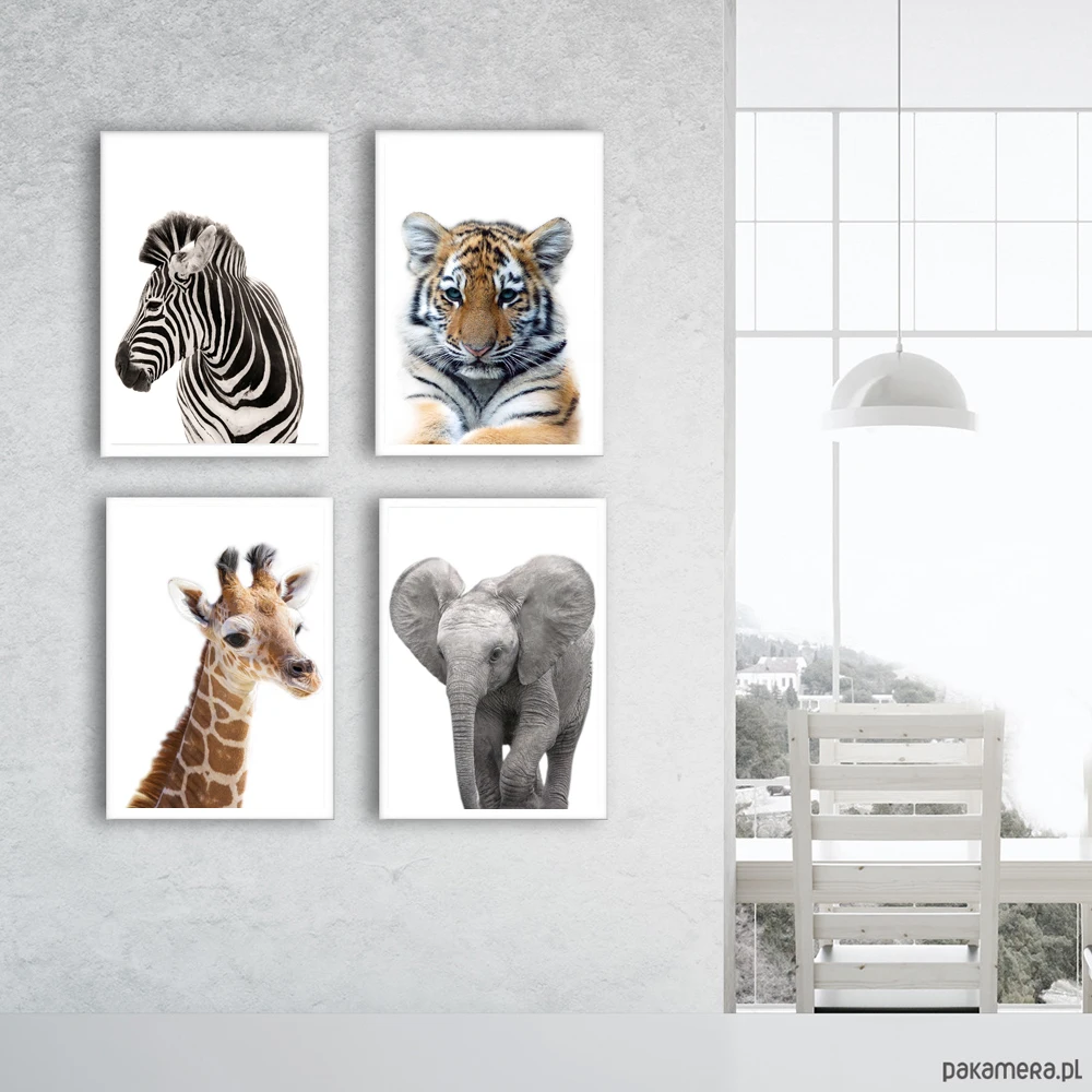 

Giraffe Tiger Elephant Deer Poster Animals Canvas Painting Child Room Art Print Nordic Wall Picture For Living Room Home Decor