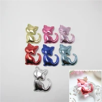 50pcslot 3 5 5cm pu shiny cat appliques handmade children hair accessories for clothes sewing supplies diy craft