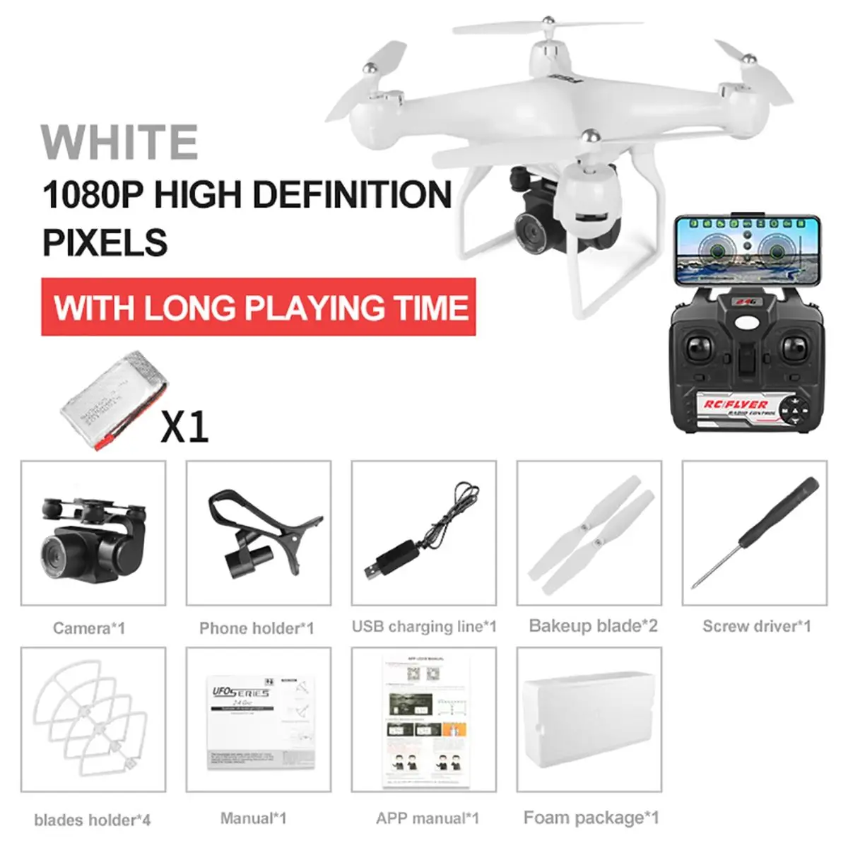1080 White 1 Battery Дизайн 4K 1080 HD воздушная камера с широкоугольным квадрокоптером wifi FPV Режим высокой фиксации складной Дрон RC с батареей - Цвет: 1080 White 1 Battery
