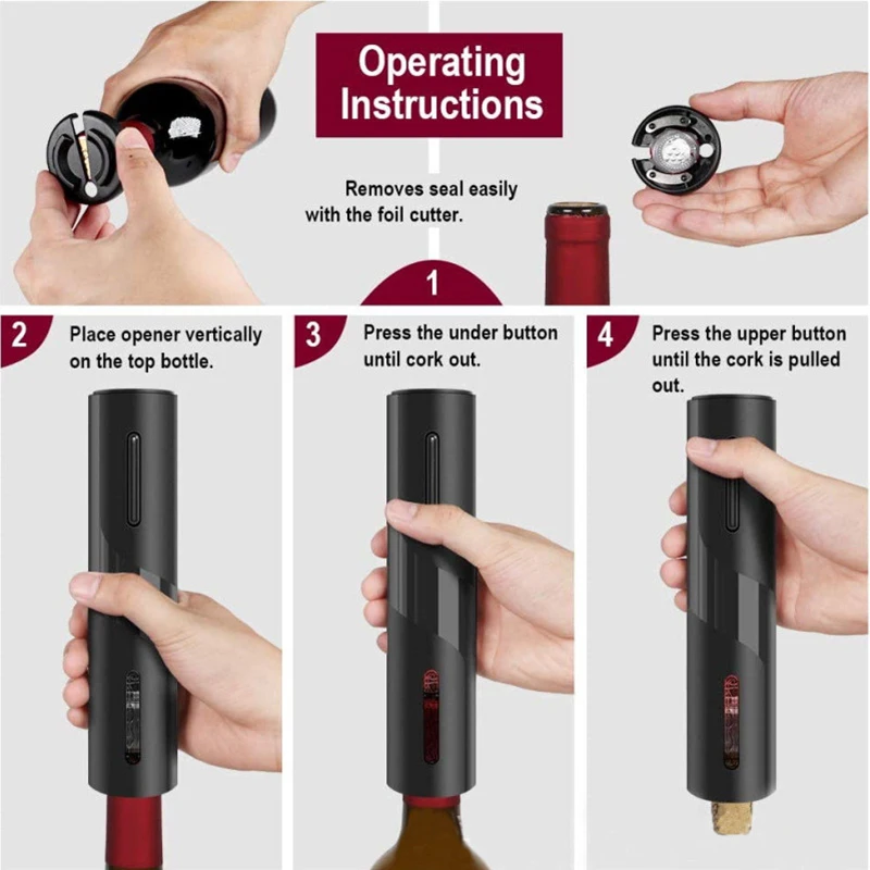 

New Electric Wine Opener Rechargeable Automatic Corkscrew Creative Wine Bottle Opener with USB Charging Cable Suit for Home Use