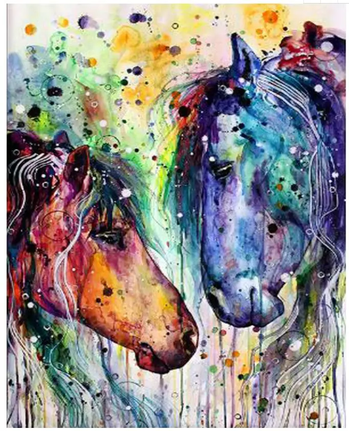 Полностью круглая алмазная живопись лошади животные вышивка мозаичные наклейки