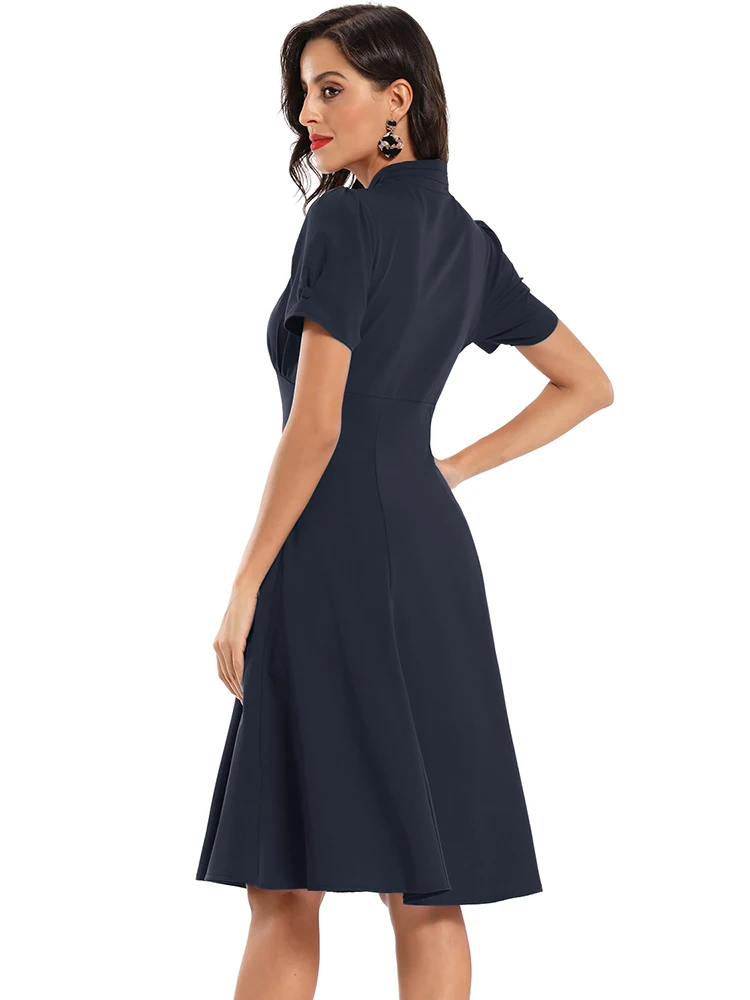 Женское Атласное Платье До Колена ТРАПЕЦИЕВИДНОЕ летнее платье на пуговицах с v