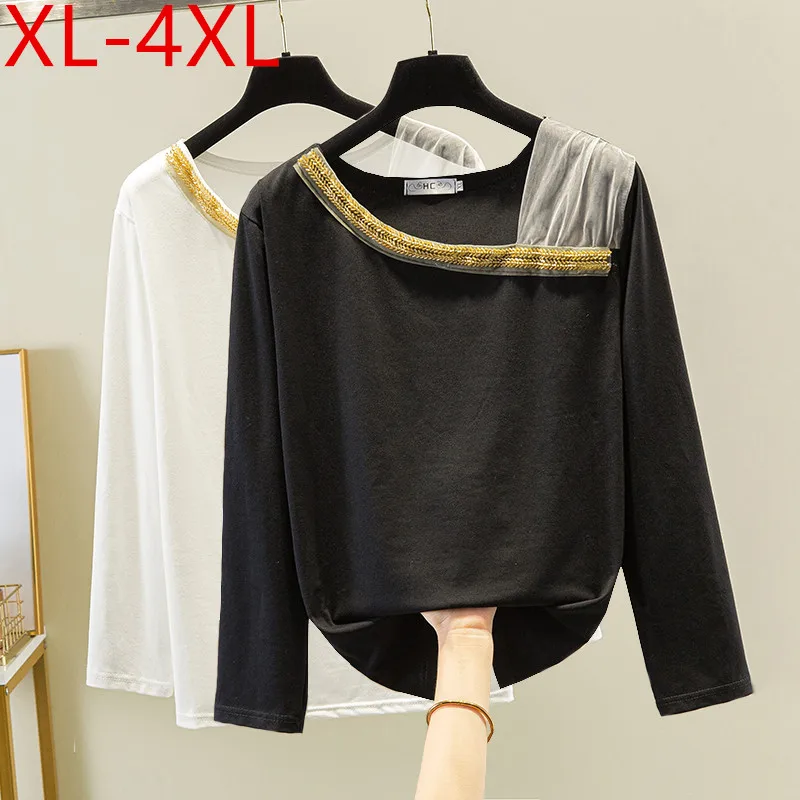 

Женская футболка с длинным рукавом и необычным воротником, свободного покроя