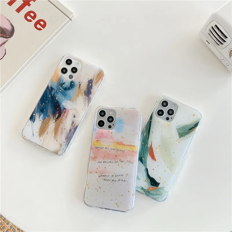 

Ultra Bling Sequin Gold Foil Epoxy Case for iPhone 12 mini 12 Pro Max 11 Pro XS Max XR XS X 6 6s 7 8 Plus Capa Soft Slim Cover