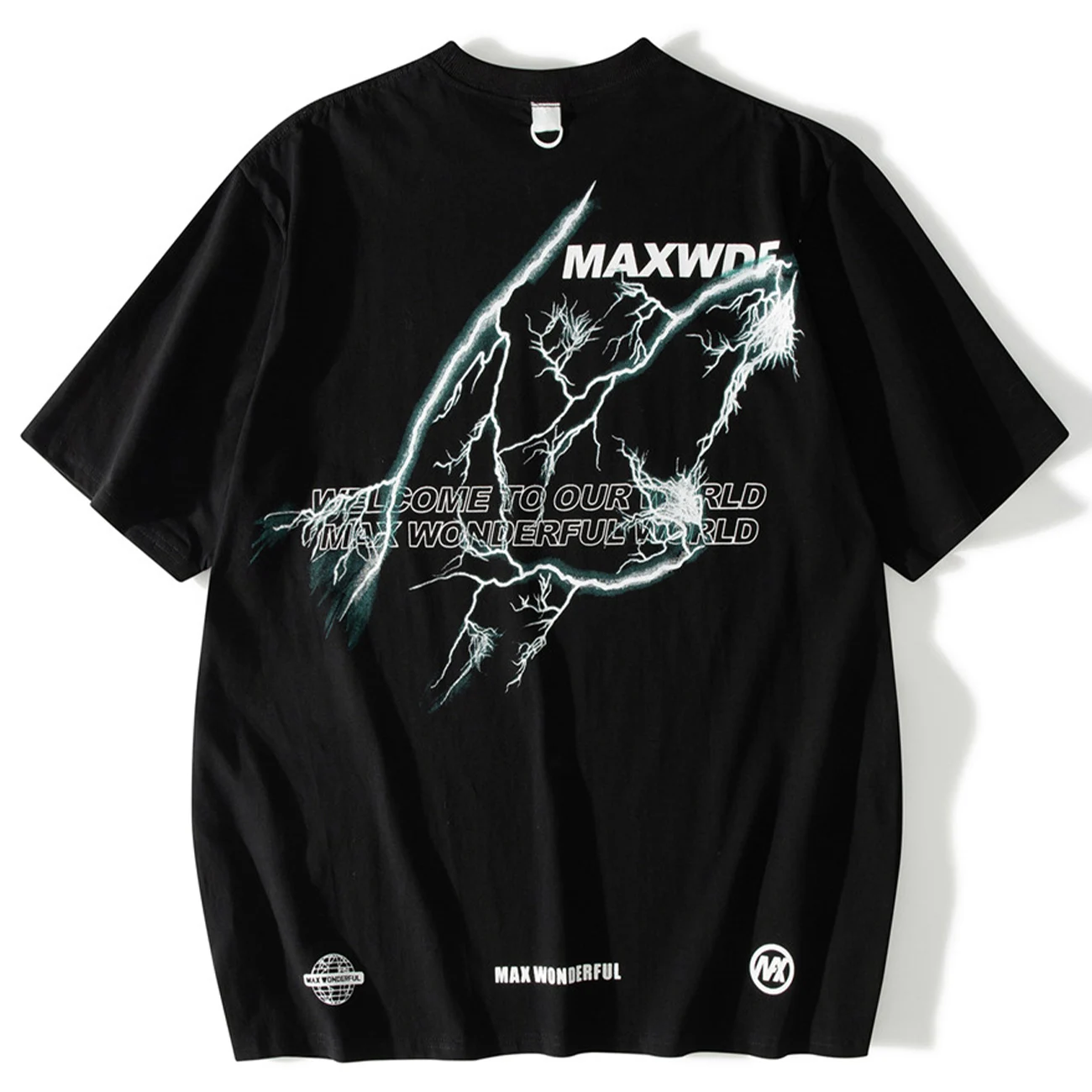 

Футболка хлопковая, в стиле хип-хоп, с принтом молний