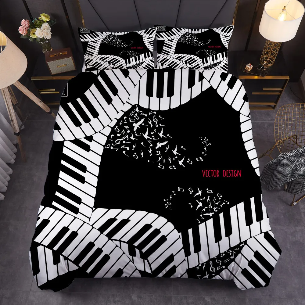 Музыкальный Комплект постельного белья с клавиатурой Пианино музыкальные ноты